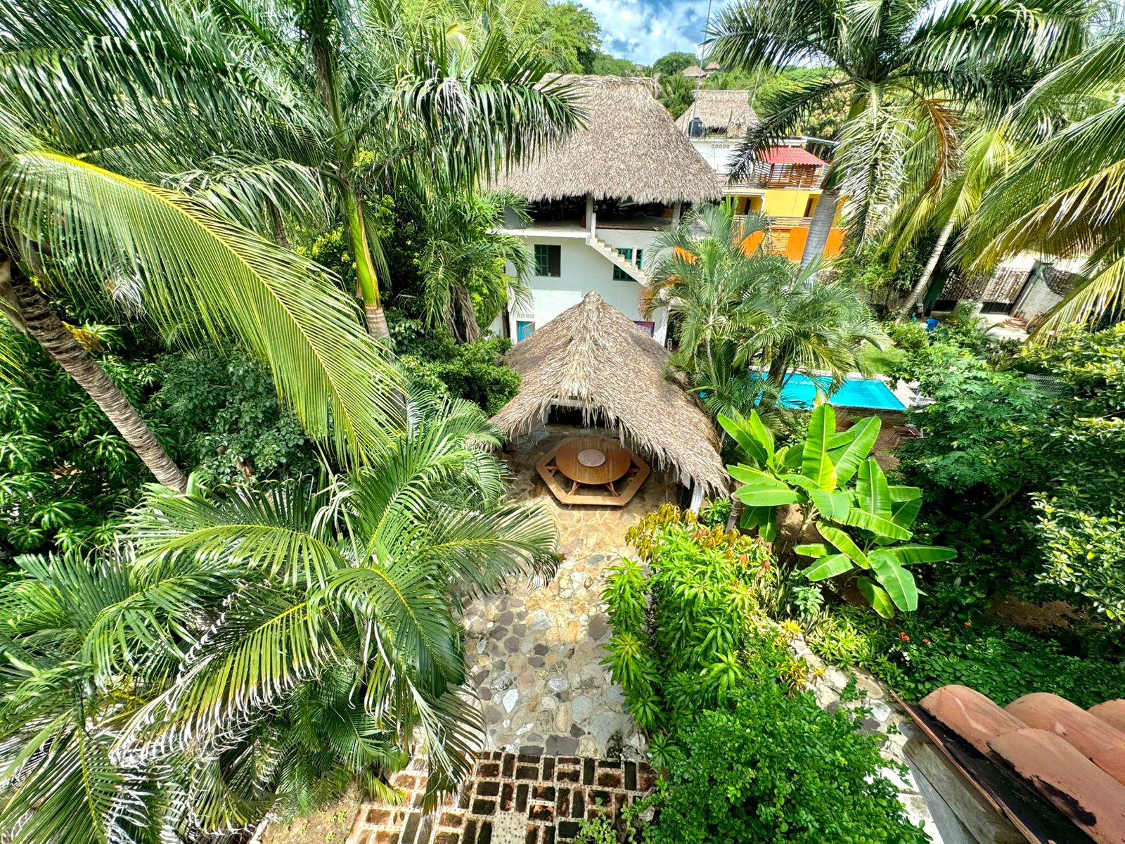 Palapa and garden view from above